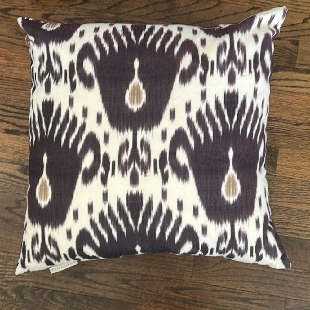 Threshold Brown and cream Accent Outdoor Pillows  18”x19” square set of 3